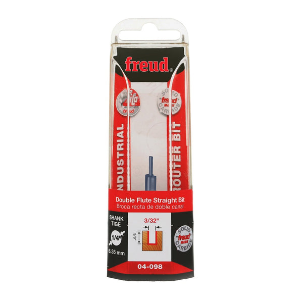 Freud Double Flute Straight Bit 1/4" SH, 3/32" D, 3/8" CL