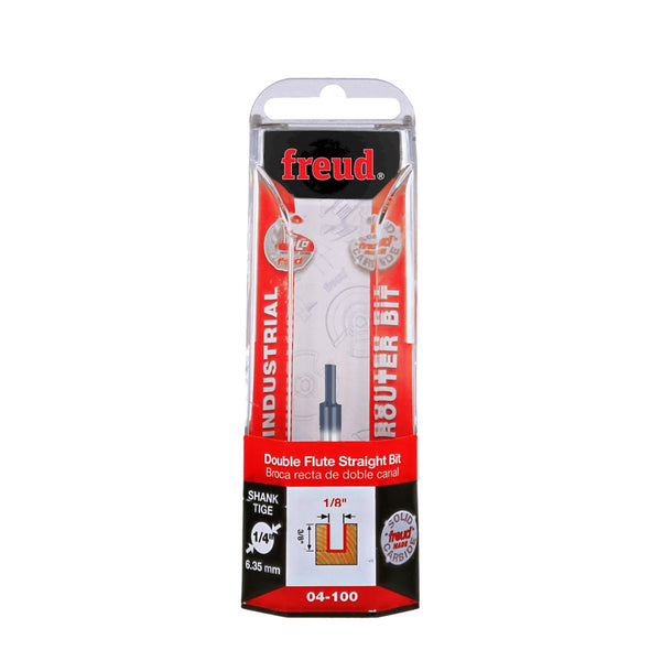 Freud Double Flute Straight Bit 1/4" SH, 1/8" D, 3/8" CL