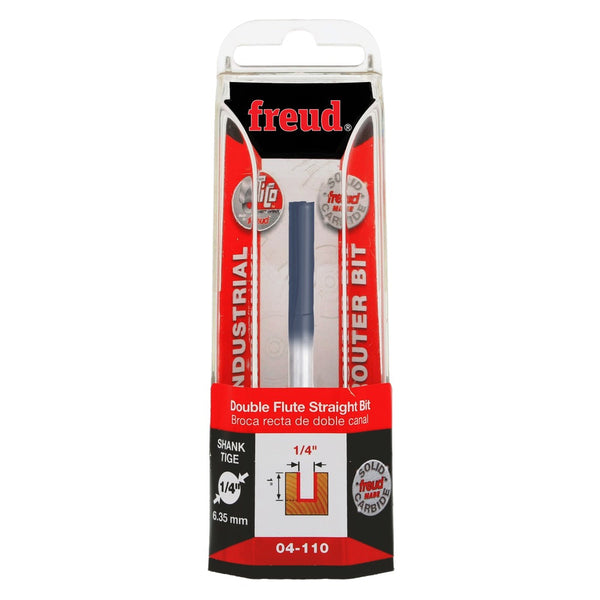 Freud Double Flute Straight Bit 1/4" SH (Long), 1/4" D, 1" CL