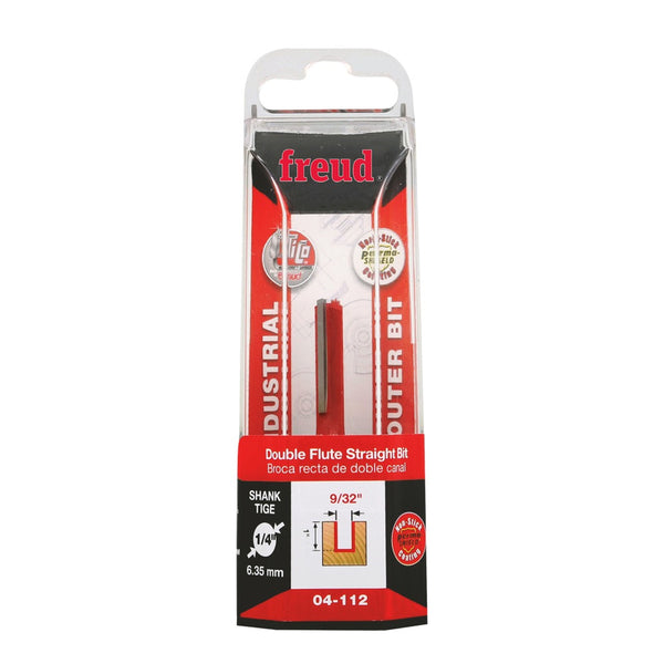 Freud Double Flute Straight Bit 1/4" SH, 9/32" D, 1" CL