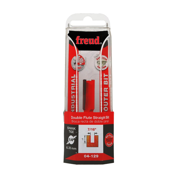 Freud Double Flute Straight Bit 1/4" SH, 7/16" D, 1" CL