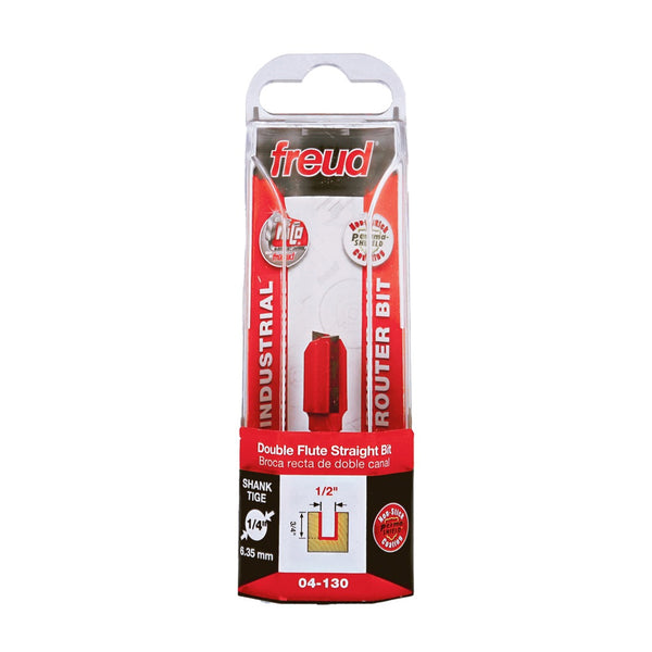 Freud Double Flute Straight Bit 1/4" SH, 1/2" D, 3/4" CL