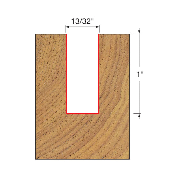 Freud Double Flute Straight Bit 1/2" SH, 13/32" D, 1" CL