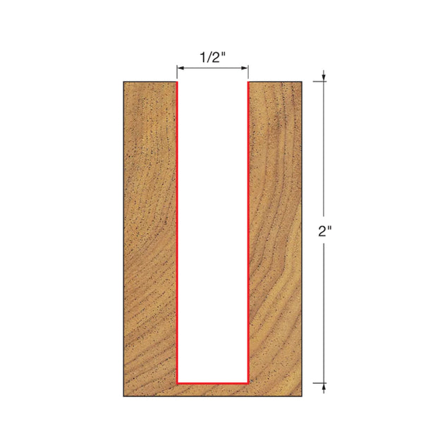 Freud Double Flute Straight Bit 1/2" SH, 1/2" D, 2" CL