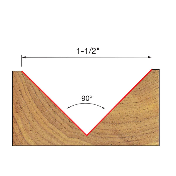 Freud 90° V Grooving Bit 1/2" SH, 1-1/2" D, 1" CL