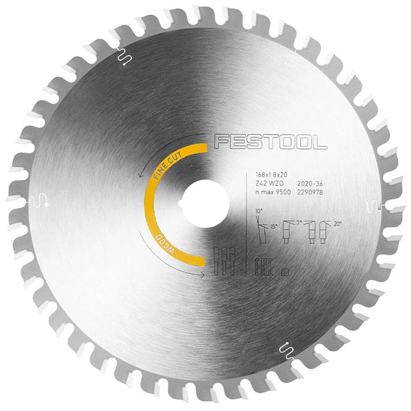 Festool Saw Blade Wood Fine Cut, 42 Teeth, For TS/TSV 60 & CSC SYS 50 (1.8 mm Kerf)