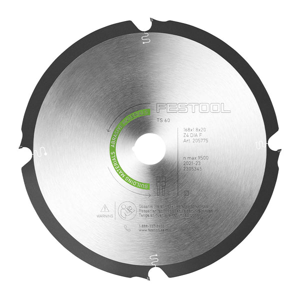 Festool Diamond Saw Blade Abrasive Materials, 4 Teeth, For TS/TSV 60 (1.8 mm Kerf)