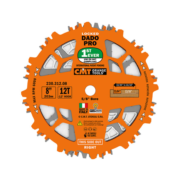 CMT 8" Locked Dado Pro Set (SawStop Compatible)