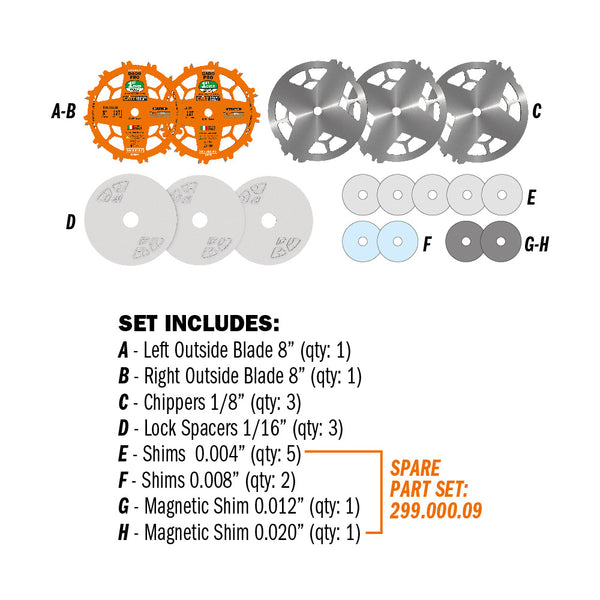 CMT 8" Locked Dado Pro Set (SawStop Compatible)