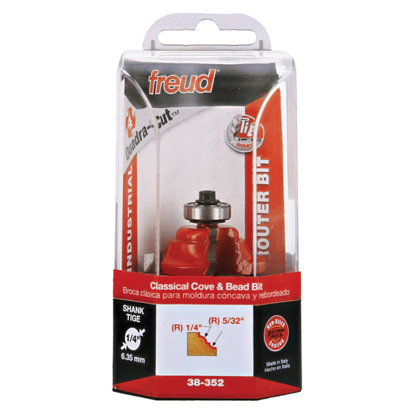 Freud Classical Cove & Bead Bit 1/4" SH, 1-5/8" D, 5/8" CL
