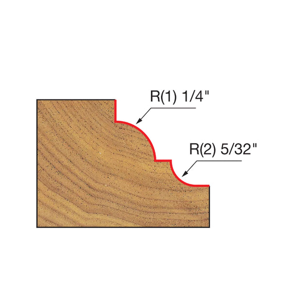 Freud Classical Cove & Bead Bit 1/4" SH, 1-5/8" D, 5/8" CL