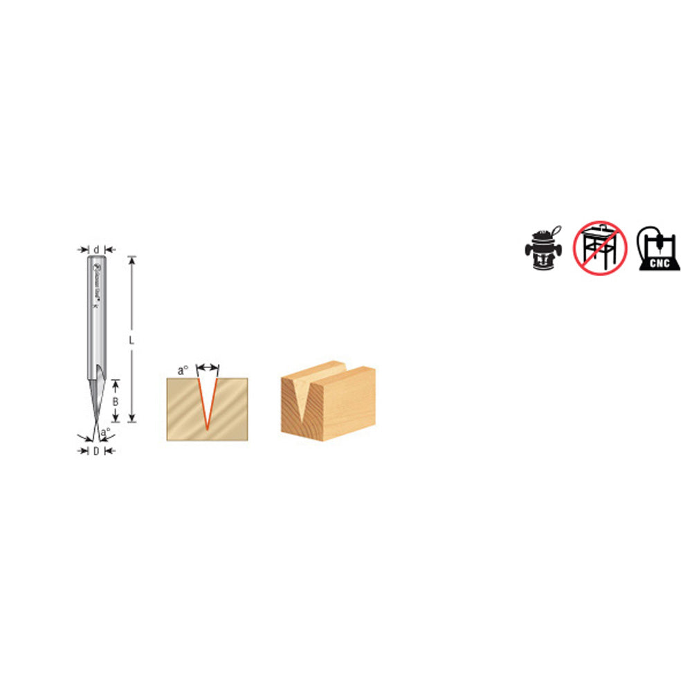 Amana Solid Carbide Carving Liner 18° Router Bit (1/4