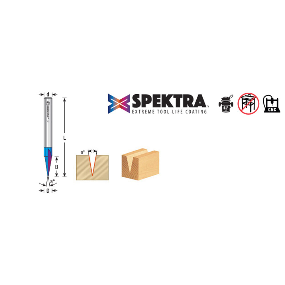 Amana Solid Carbide Carving Liner 18° Spektra Coated Router Bit (1/4