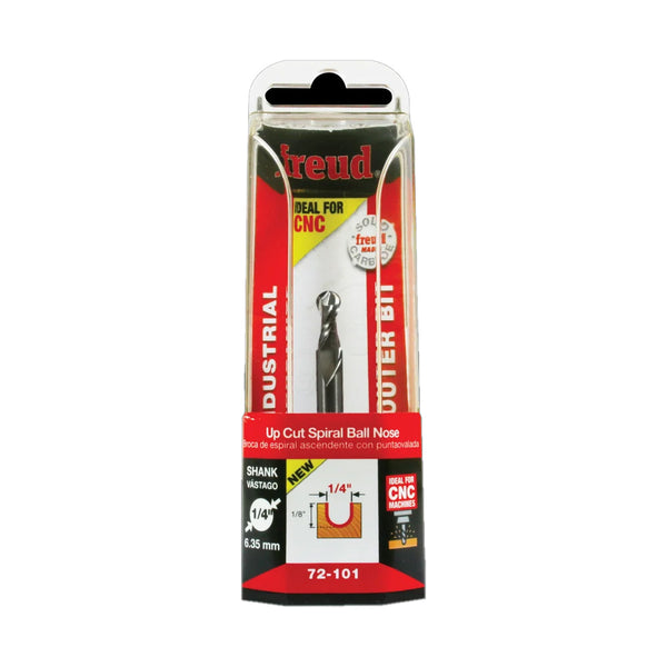 Freud Ball Nose Up-Cut Router Bit 1/4" SH, 1/4" D, 1/2" CL