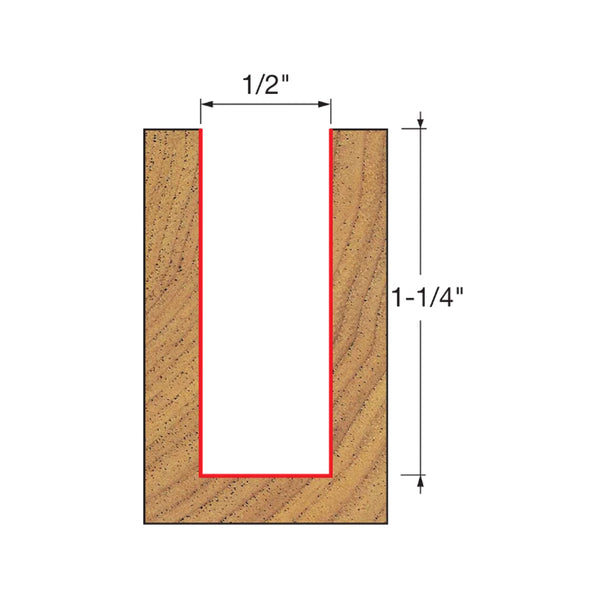 Freud Up Spiral Bit 1/2" SH, 1/2" D, 1-1/4" CL