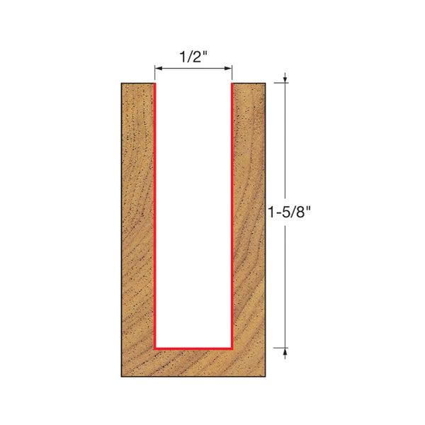 Freud Up Spiral Bit 1/2" SH, 1/2" D, 1-5/8" CL