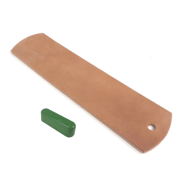 Genuine Leather Strop with 1.2oz Chromium Oxide 0.5 Micron Polishing Compound Bar