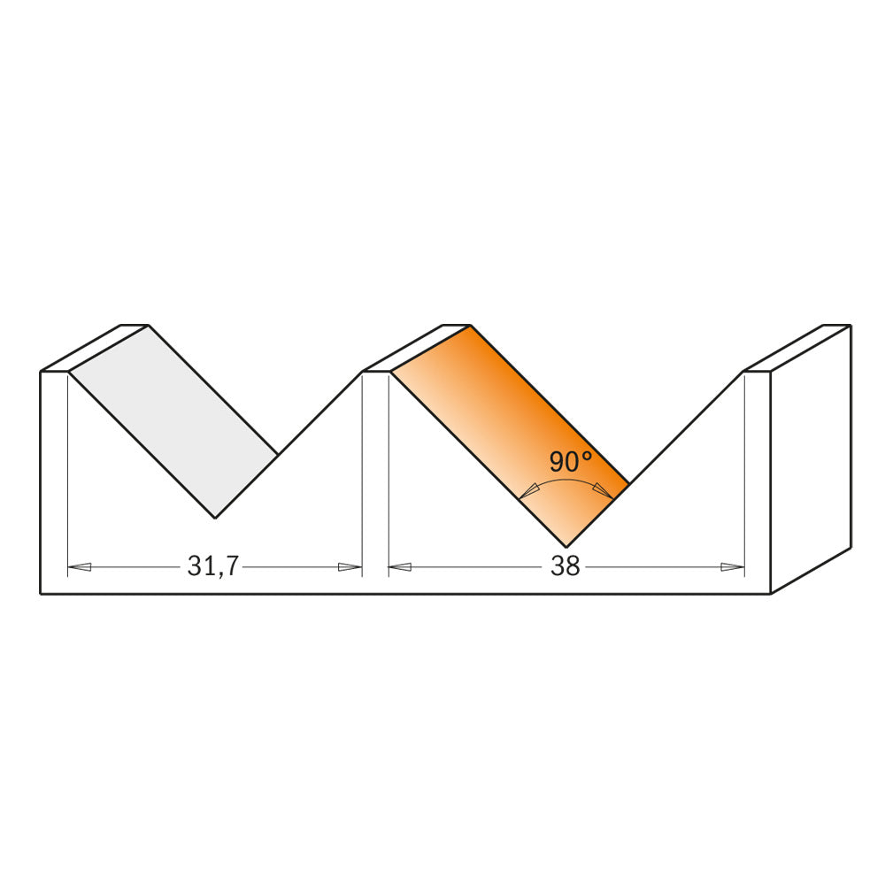 CMT 2 Flute 90° V-Groove Router Bit 1/2