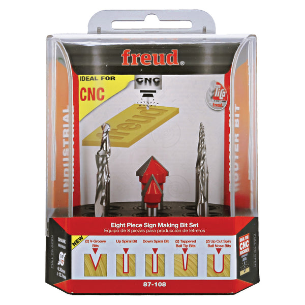 Freud 8-Piece CNC Router Bit Signmaking Set (1/4" Shank)
