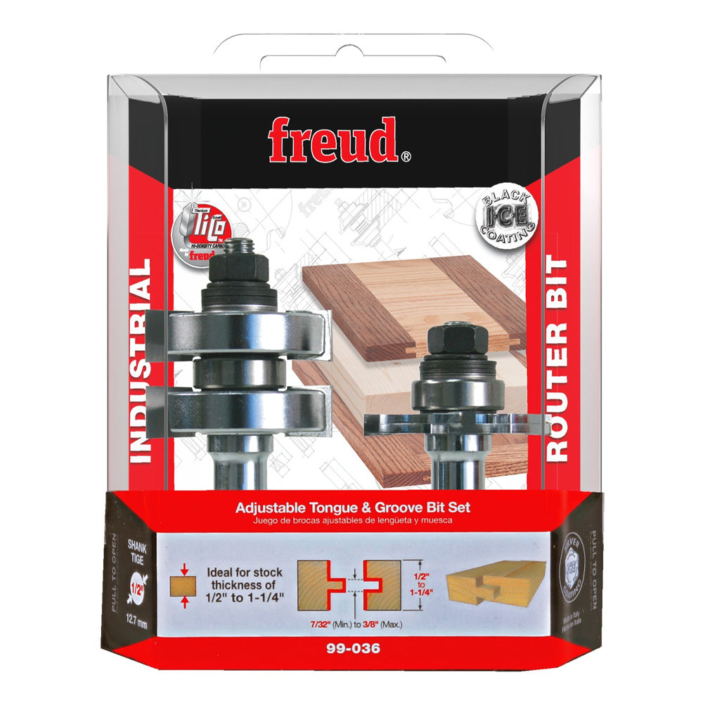 Freud Adjustable Tongue & Groove Bit Set 1/2