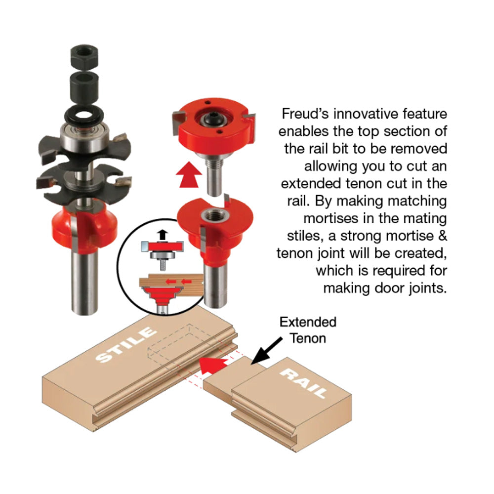 Freud Premier Adjustable Rail & Stile Bit Ogee 1/2