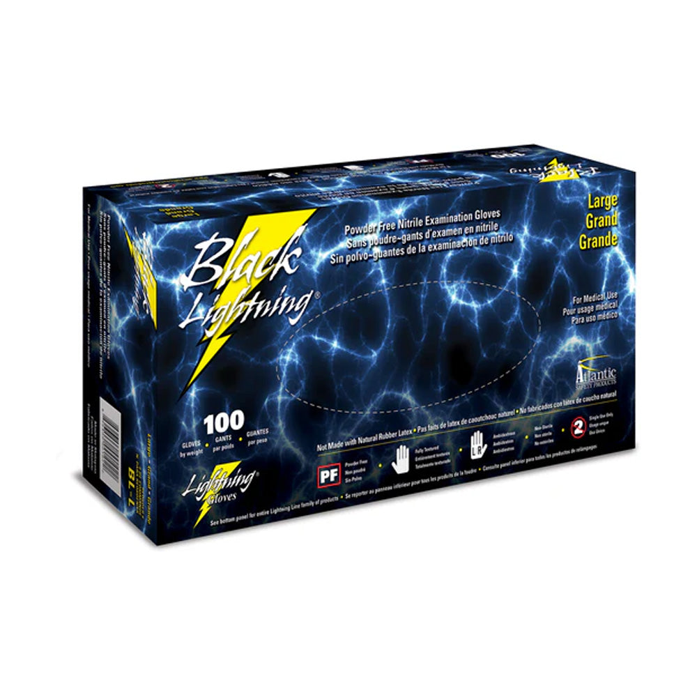 Atlantic Safety Products Black Lightning 6mil Nitrile Powder-Free Exam Gloves