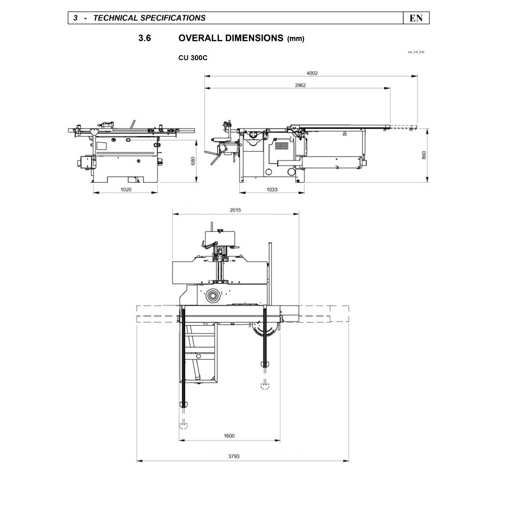 SCM Minimax CU 300C - Tersa Full Combination Machine - 5.5' Slider