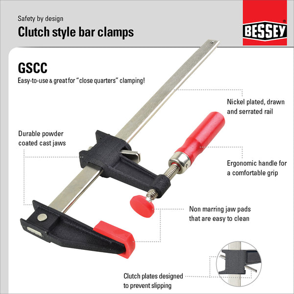 Bessey Clutch Style Bar Clamps (GSCC Series)