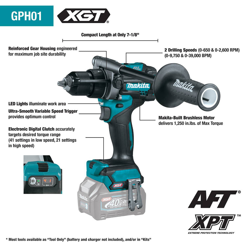 Makita GT201M1D1 40V XGT Cordless 2-Piece Drill & Driver Combo Kit (2.5 Ah/4.0 Ah)