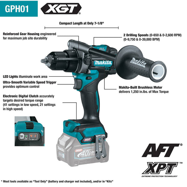 Makita GT500M 40V XGT Cordless 5-Piece Combo Kit (Hammer Drill, Driver, Circular Saw, Recipro Saw, LED Light)