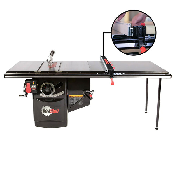 SawStop 7.5HP, 3ph, 480v Industrial Cabinet Saw w/52" T-Glide Advance Fence, Rails & Extension Table