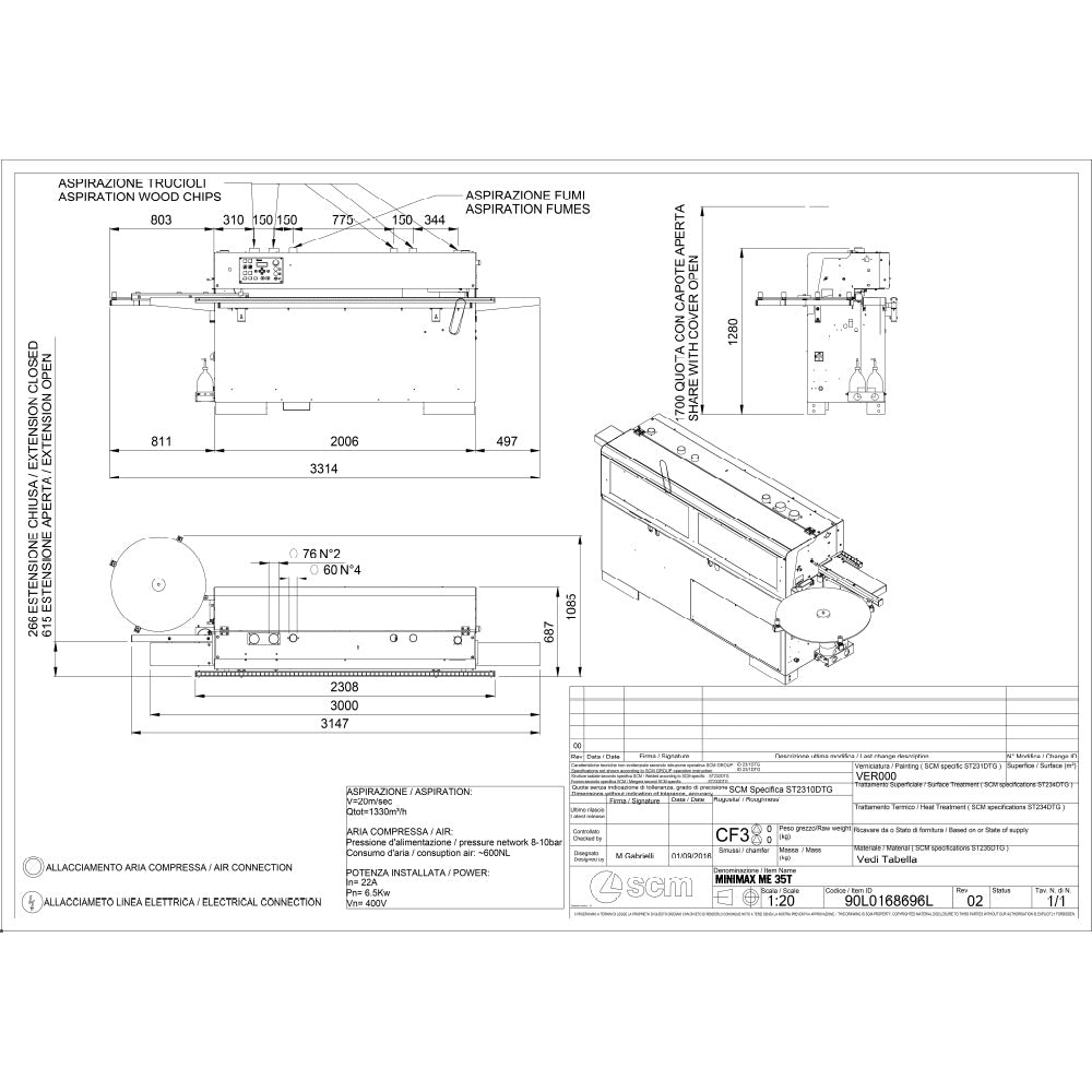 SCM Minimax ME 35ET Automatic Edgebander with Pre-Milling & Corner Radius - 1PH, 230V