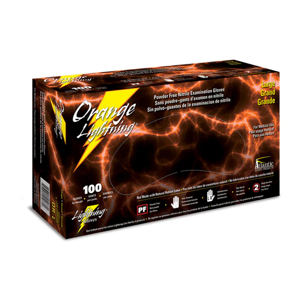 Atlantic Safety Products Orange Lightning 6mil Nitrile Powder-Free Exam Gloves