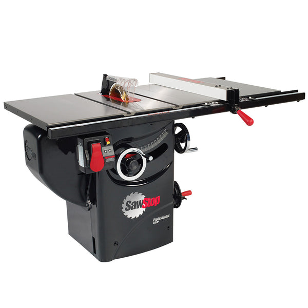 SawStop 1.75HP Professional Cabinet Saw w/ 30" Premium Fence System, Rails & Extension Table