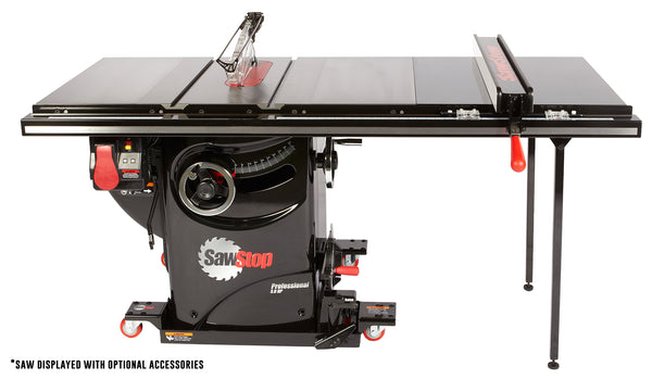 SawStop 3HP Professional Cabinet Saw w/ 30" Premium Fence System, Rails & Extension Table