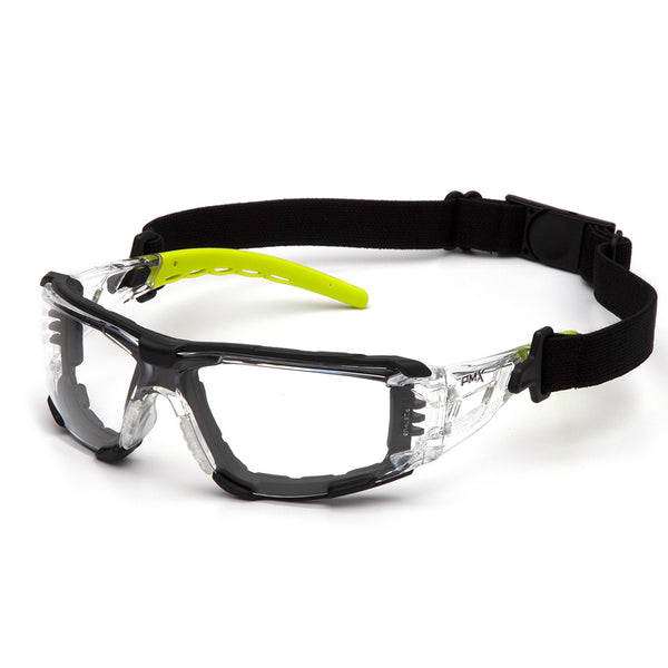 Pyramex Fyxate Lime Foam-Padded Safety Goggles - Clear Lens