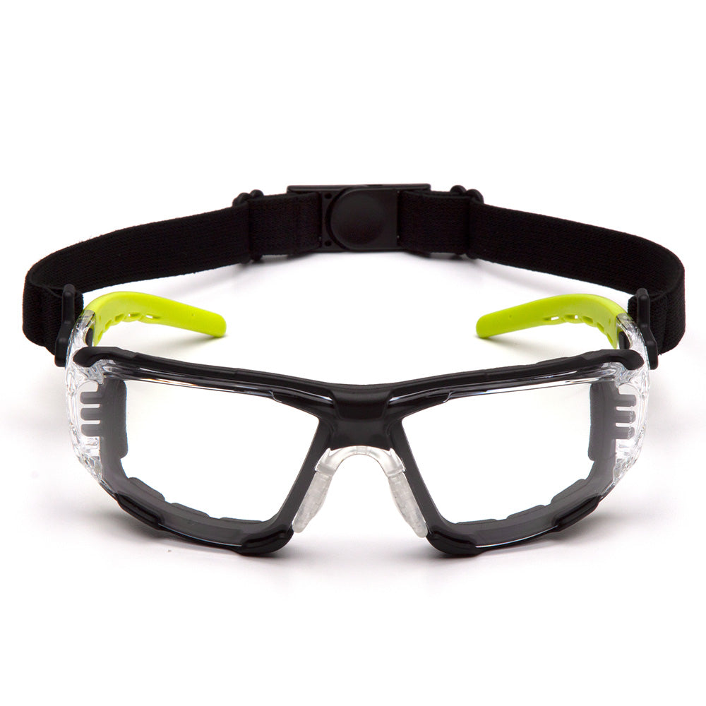 Pyramex Fyxate Lime Foam-Padded Safety Goggles - Clear Lens