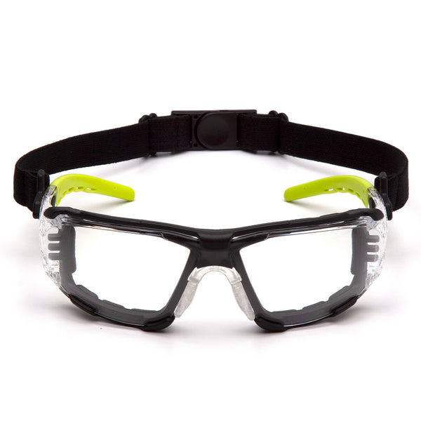 Pyramex Fyxate Lime Foam-Padded Safety Goggles - Clear Lens
