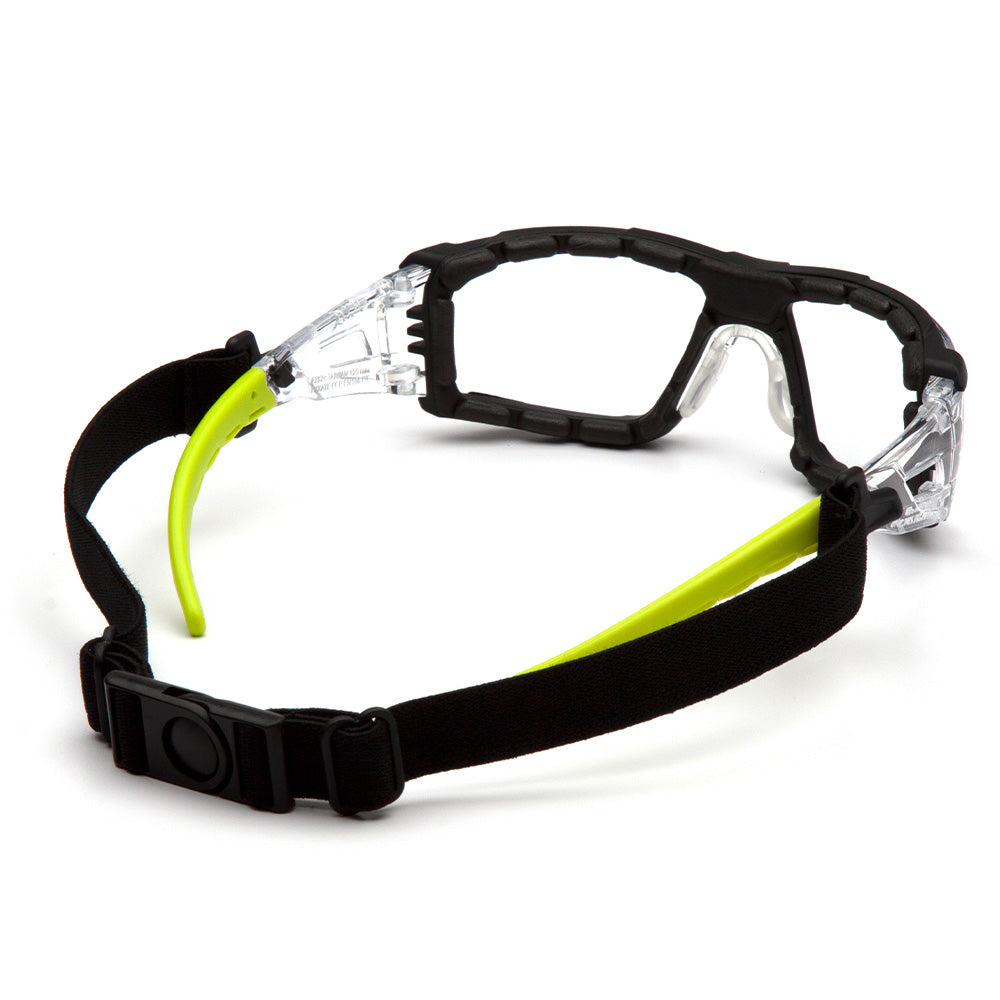 Pyramex Fyxate Lime Foam-Padded Safety Goggles - Clear Lens