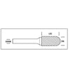 HTC SC-5 Double Cut Cylindrical Radius Carbide Burr 1/4" SH, 1/2" D, 1" CL