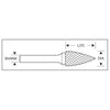 HTC SG-1 Double Cut Pointed Tree Style Carbide Burr 1/4" SH, 1/4" D, 5/8" CL