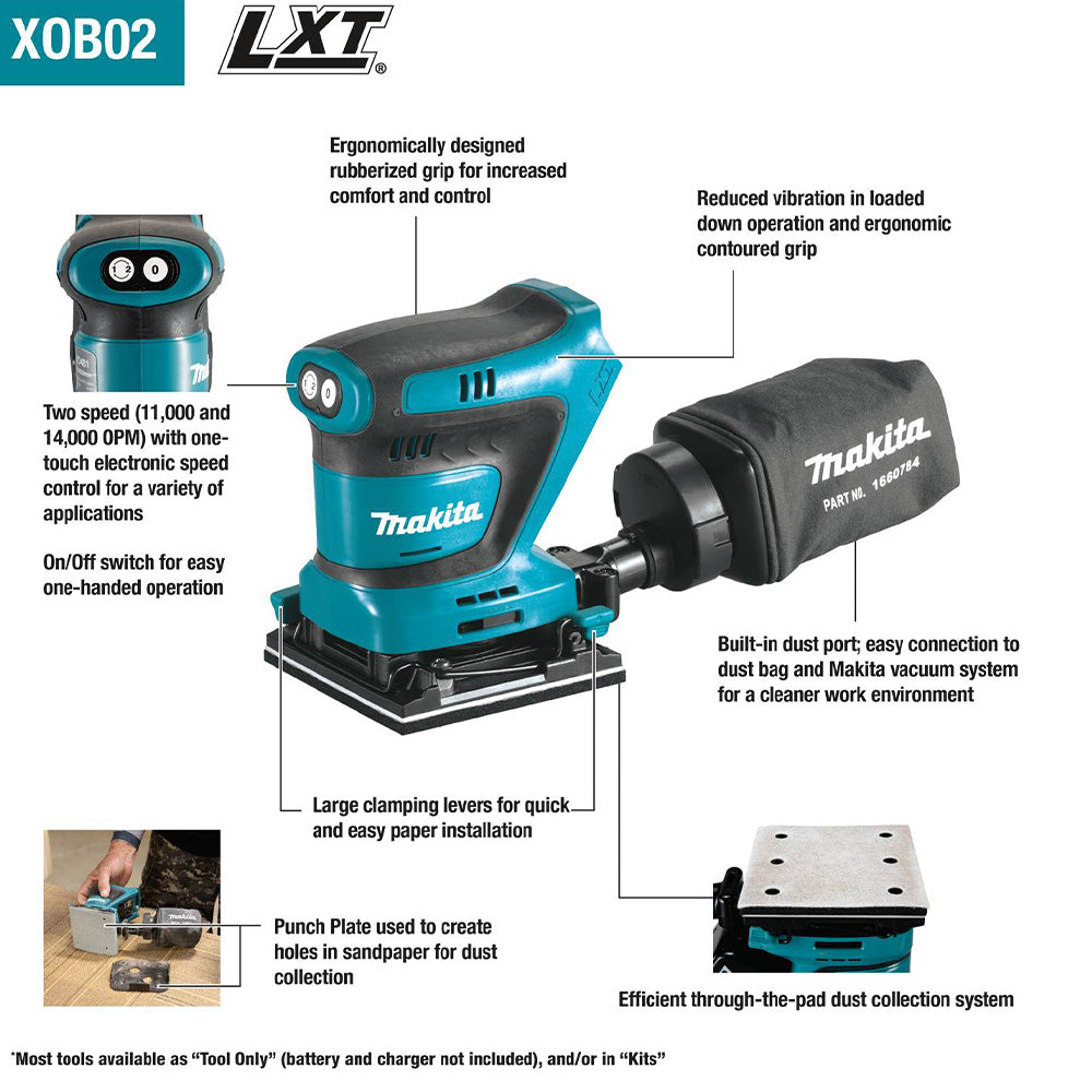 Makita XOB02Z 18V LXT Cordless 1/4 Sheet Finishing Sander (Tool Only)