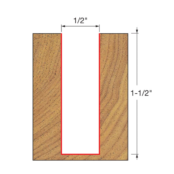 Freud Double Flute Straight Bit 1/2" SH, 1/2" D, 1-1/2" CL