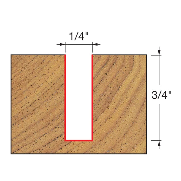 Freud Double Flute Straight Bit 1/2" SH, 1/4" D, 3/4" CL