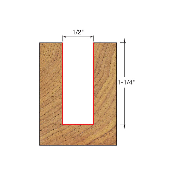 Freud Single Flute Straight Bit 1/2" SH, 1/2" D, 1-1/4" CL