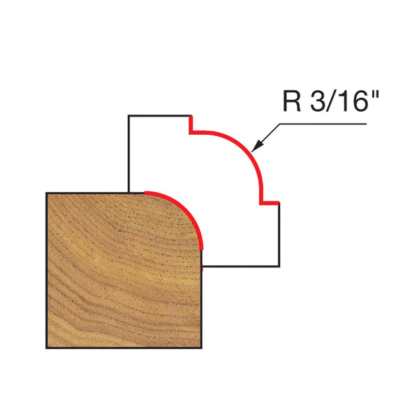 Freud Rounding Over Bit 1/2" Shank x 3/16" Radius