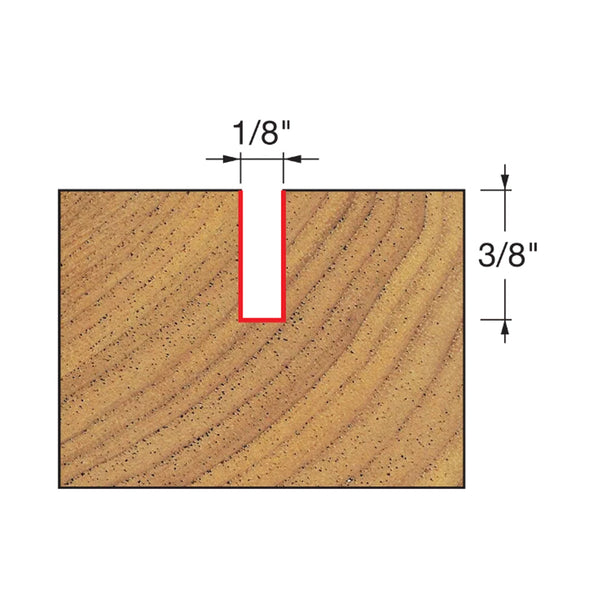 Freud Double Flute Straight Bit 1/4" SH, 1/8" D, 3/8" CL