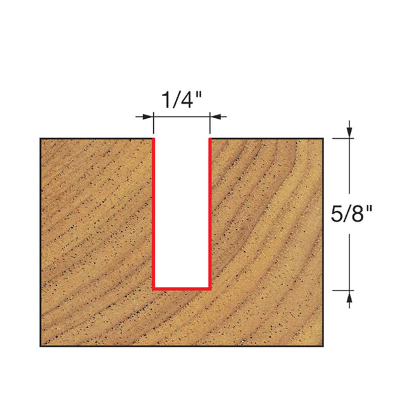 Freud Double Flute Straight Bit 1/4" SH, 1/4" D, 5/8" CL