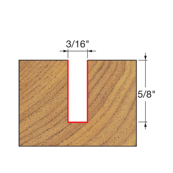 Freud Double Flute Straight Bit 1/4" SH, 3/16" D, 5/8" CL
