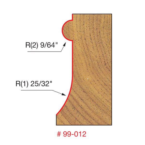 Freud Face Molding Bit 1/2" SH, 15/16" D, 1-3/8" CL